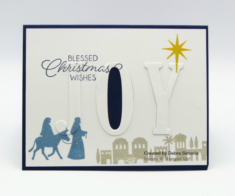 Stampin Up Night in Bethlehem Large Letters Framielits Floating Letters card idea - Debra Simonis Stampinup