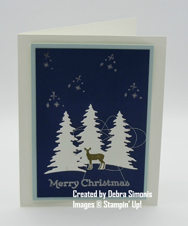 Stampin Up Carols of Christmas Card Front Builder Thinlits Christmas Card with Heat Embossing - Debra Simonis Stampinup