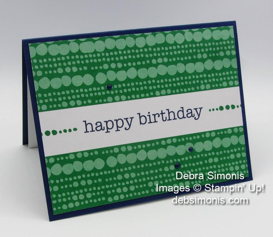 Stampin Up Happiness Blooms Memories & More Cards masculine birthday card - Debra Simonis Stampinup