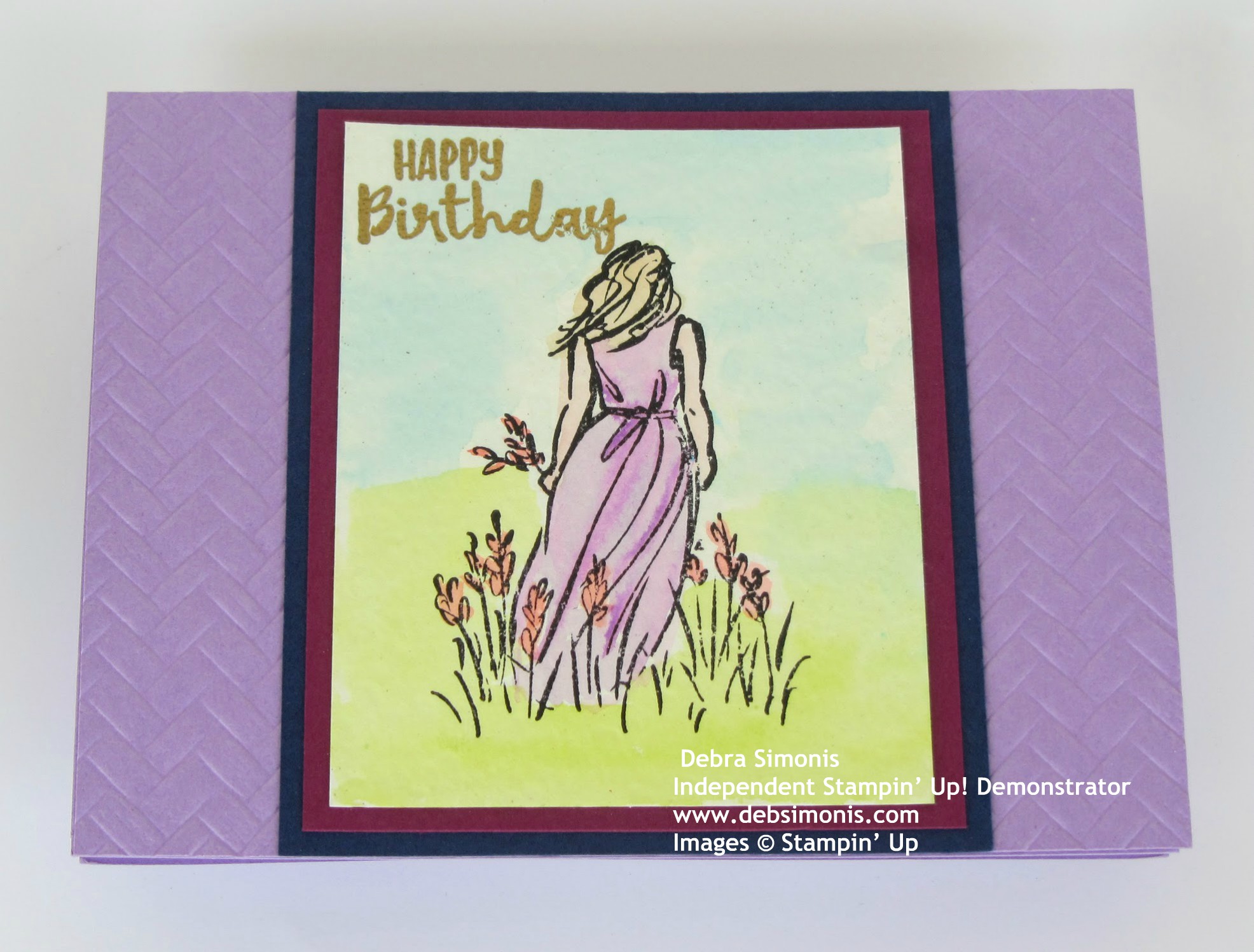 Stampin-Up-Beautiful-Moments-stamp-set-Sending-You-Thoughts-Coastal-Weave-Embossing-Folder-Watercolor-technique-Heat-Embossing-birthday-card-Debra-Simonis-Stampinup