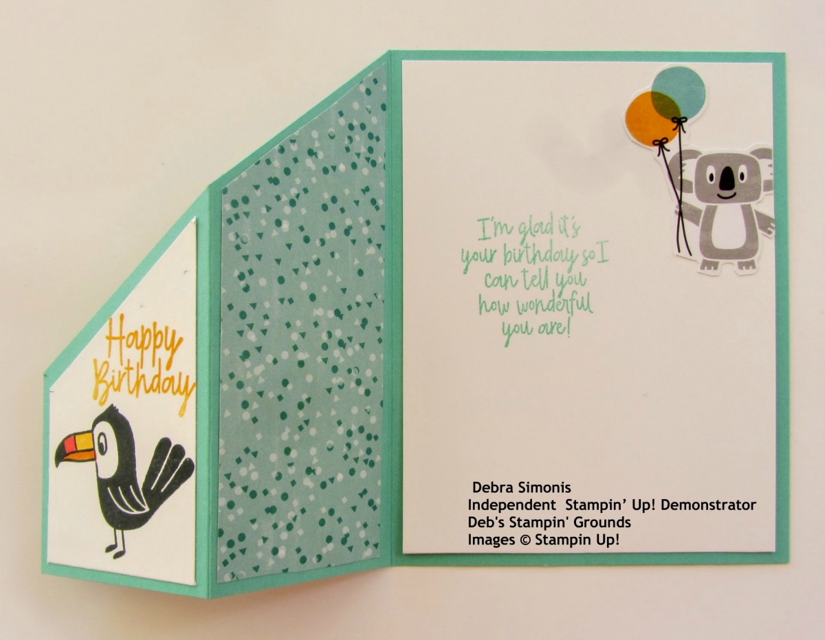 Stampin-Up-Bonanza-Buddies-Birthday-Bonanza-DSP-fun-fold-kids-birthday-card-inside-view-Debra-Simonis-Stampinup
