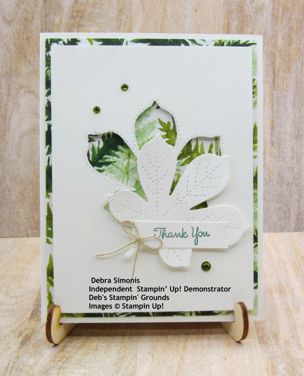 Stampin-Up-Love-of-Leaves-Forever-Greenery-pattern-paper-thank-you-card-Debra-Simonis-Stampinup