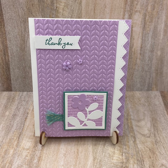 Stampin-Up-All-Squared-Away-Free-as-a-Bird-Floral-Squares-Dies-Greenery-Embossing-Folder-Basic-Borders-Dies-Banners-Pick-a-Punch-thank-you-card-Debra-Simonis-Stampinup