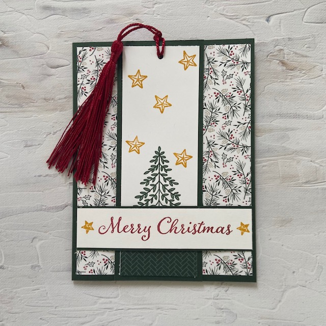 Stampin-Up-Evergreen-Elegance-Perfectly-Plaid-Christmas-bookmark-card-Debra-Simonis-Stampinup