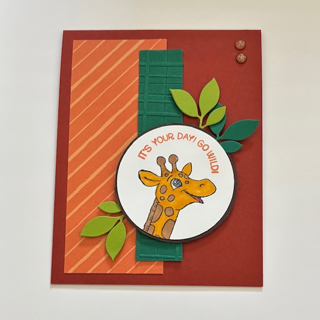 Stampin Up Silly Safari Changing Leaves Dies whimsica giraffe birthday card kids masculine friend Debra Simonis Stampinup