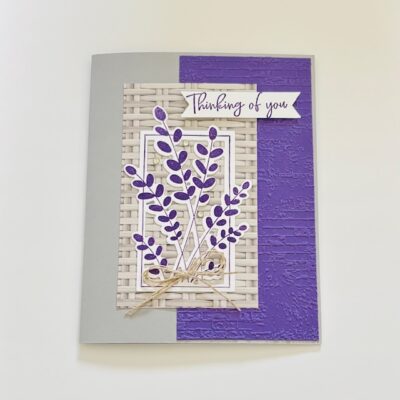 Stampin-Up-Friendly-Foilage-Exposed-Brick-embossing-folder-Three-Banner-Punch-thinking-of-you-Debra-Simonis-Stampinup